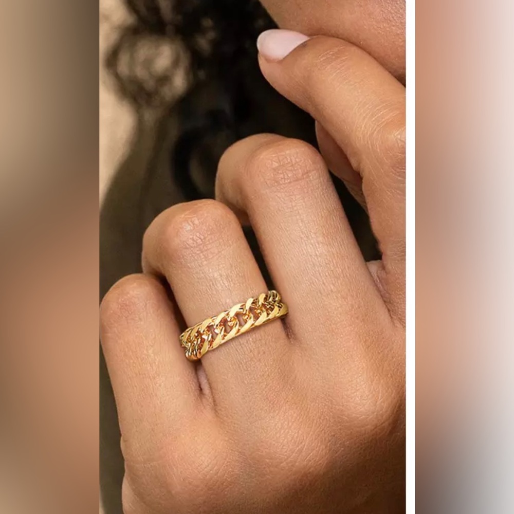 18k Gold Plated Chain Link Ring NEW!